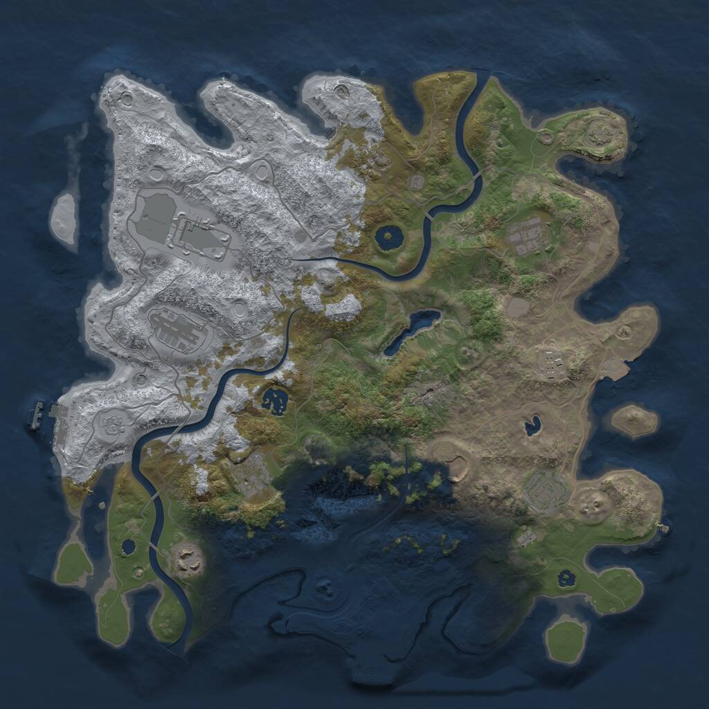 Rust Map: Procedural Map, Size: 4000, Seed: 2123389047, 16 Monuments