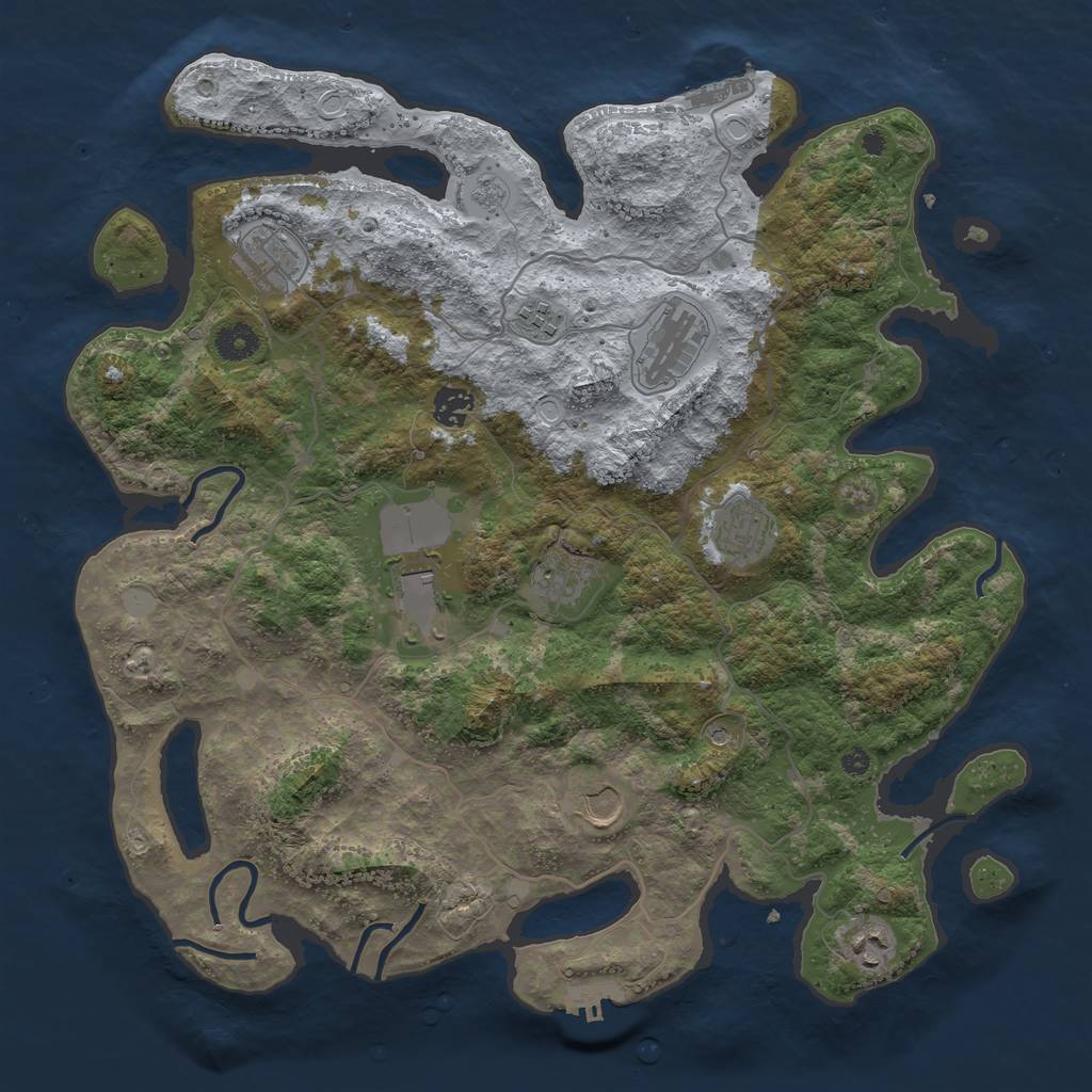 Rust Map: Procedural Map, Size: 4000, Seed: 1873714368, 18 Monuments