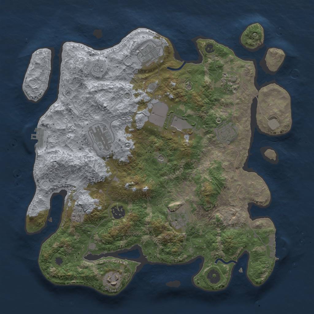 Rust Map: Procedural Map, Size: 3500, Seed: 13218, 18 Monuments
