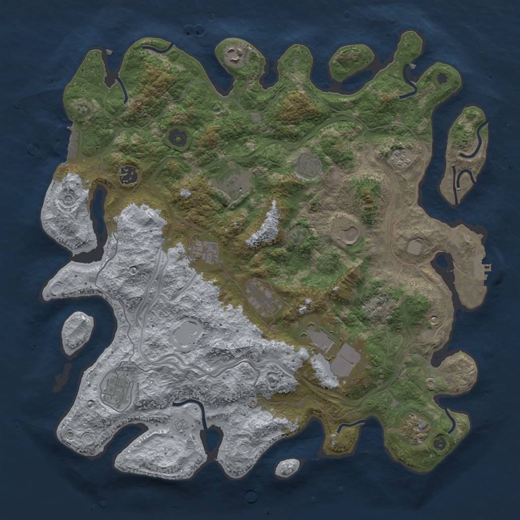 Rust Map: Procedural Map, Size: 4250, Seed: 761434703, 20 Monuments