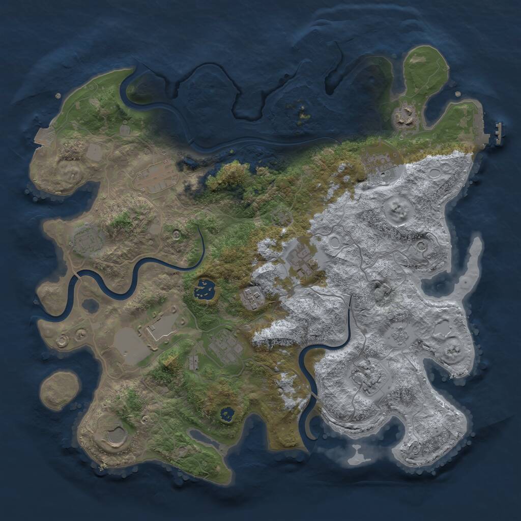 Rust Map: Procedural Map, Size: 3700, Seed: 290658179, 17 Monuments
