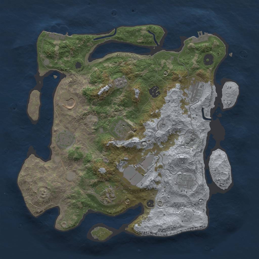 Rust Map: Procedural Map, Size: 3500, Seed: 443076332, 18 Monuments