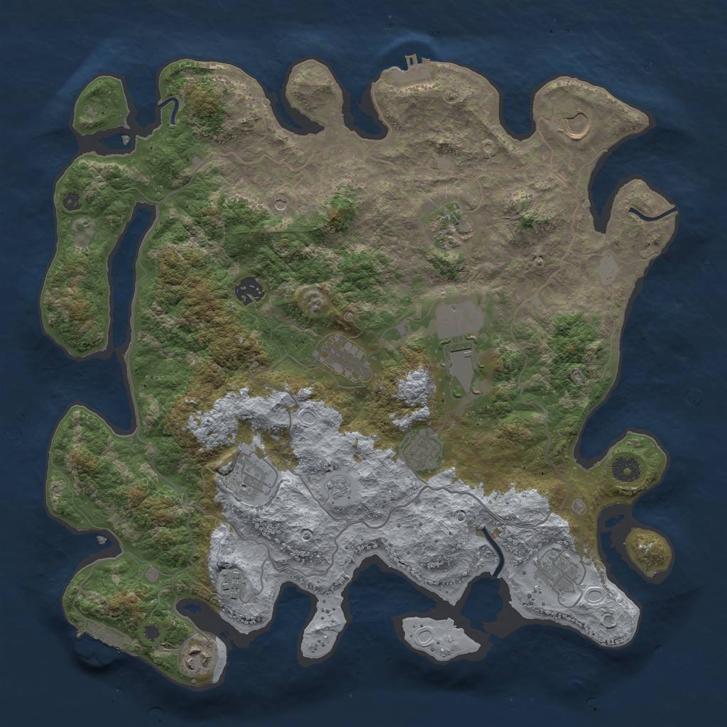 Rust Map: Procedural Map, Size: 4000, Seed: 12229853, 19 Monuments
