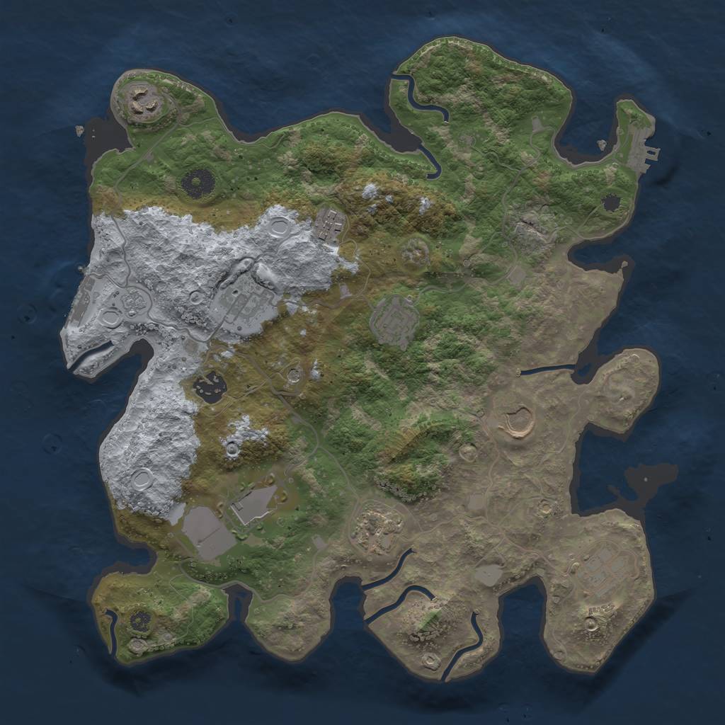 Rust Map: Procedural Map, Size: 3500, Seed: 59867487, 18 Monuments