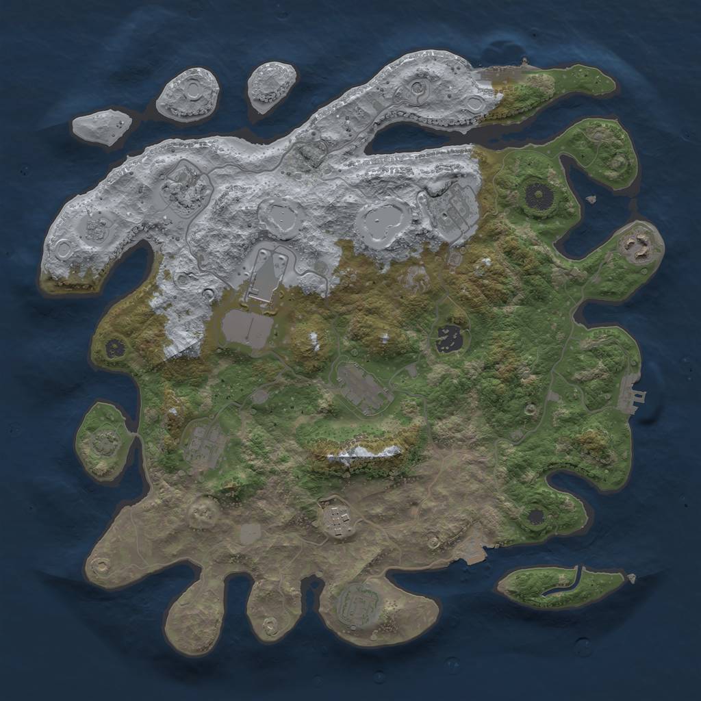 Rust Map: Procedural Map, Size: 3750, Seed: 45417, 17 Monuments