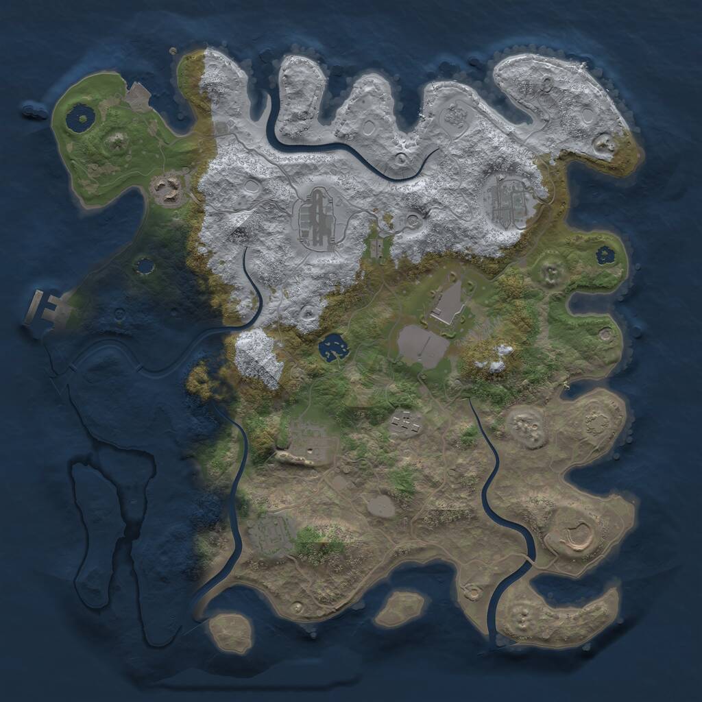 Rust Map: Procedural Map, Size: 3750, Seed: 35459068, 14 Monuments