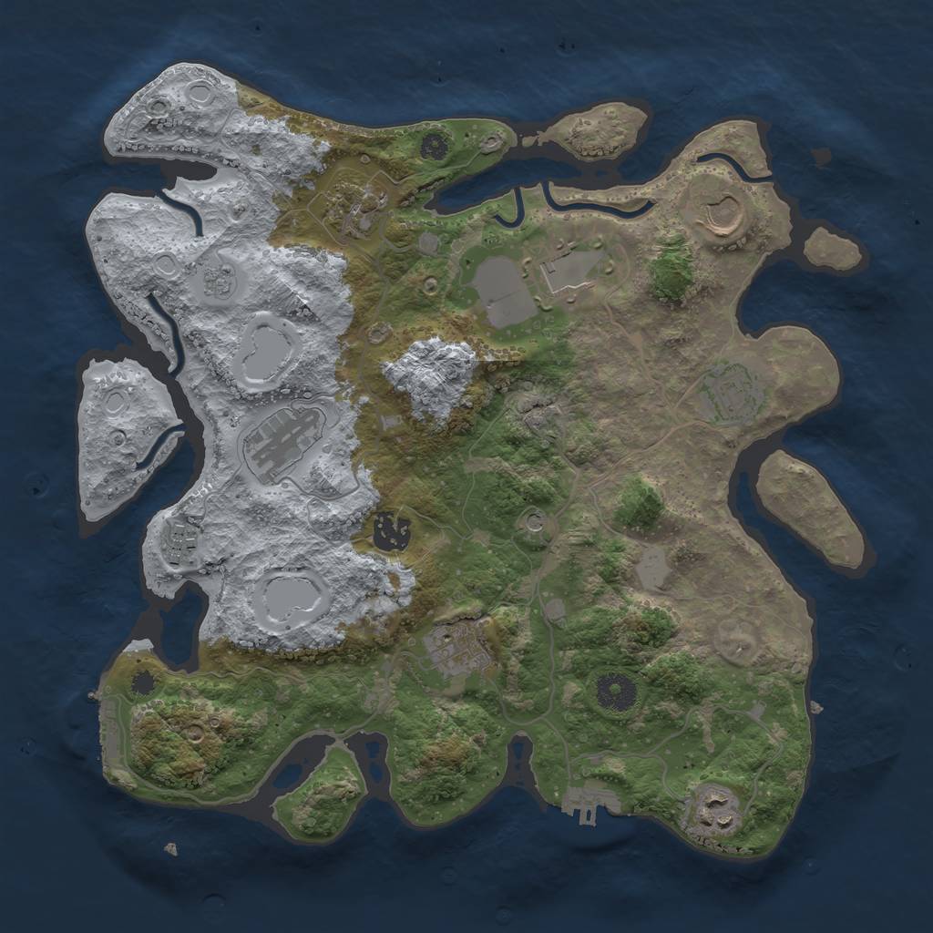 Rust Map: Procedural Map, Size: 3500, Seed: 687942417, 18 Monuments