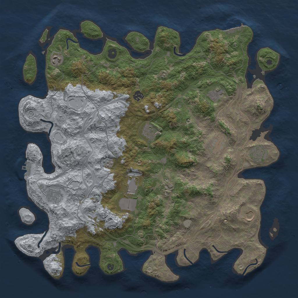 Rust Map: Procedural Map, Size: 4500, Seed: 2141661814, 20 Monuments