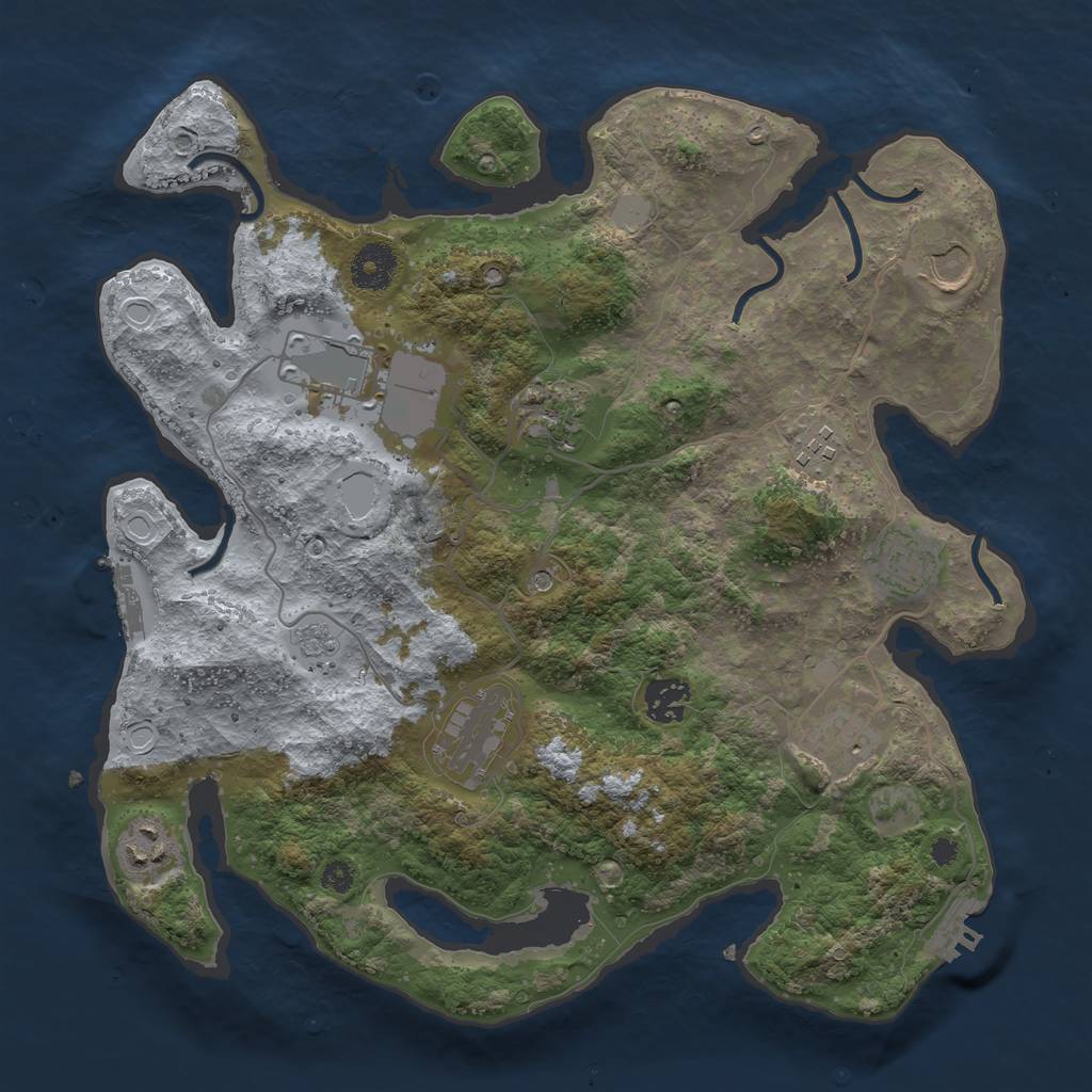 Rust Map: Procedural Map, Size: 3500, Seed: 91663047, 18 Monuments