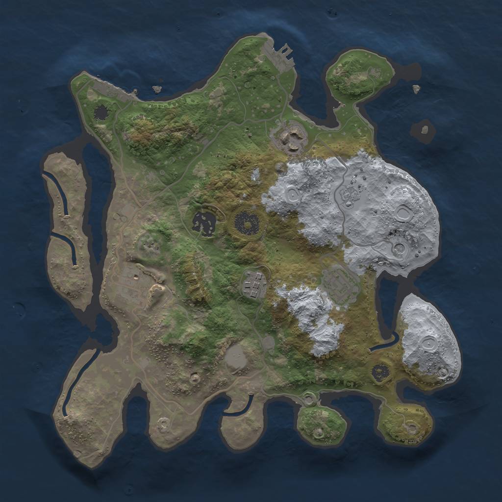 Rust Map: Procedural Map, Size: 3000, Seed: 1576, 14 Monuments
