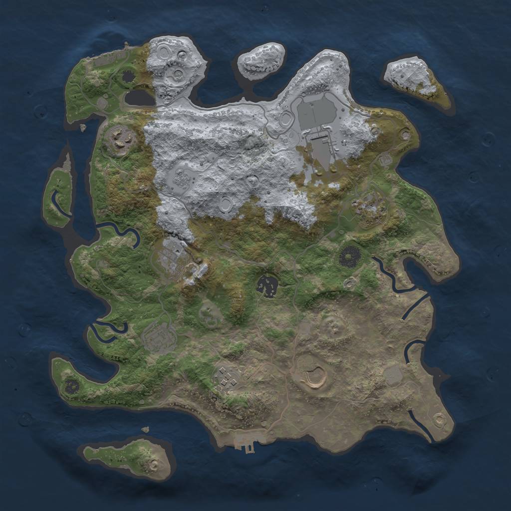 Rust Map: Procedural Map, Size: 3500, Seed: 15549025, 17 Monuments