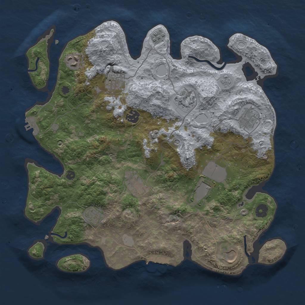 Rust Map: Procedural Map, Size: 3500, Seed: 73344680, 19 Monuments