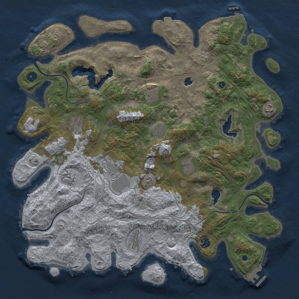 Rust Map: Procedural Map, Size: 4500, Seed: 6734655, 16 Monuments