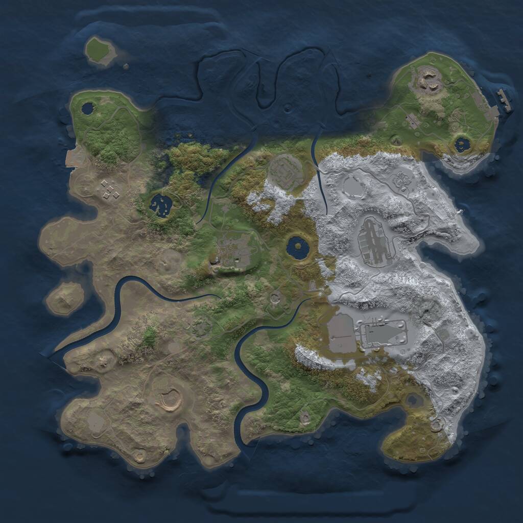 Rust Map: Procedural Map, Size: 3500, Seed: 2455, 13 Monuments