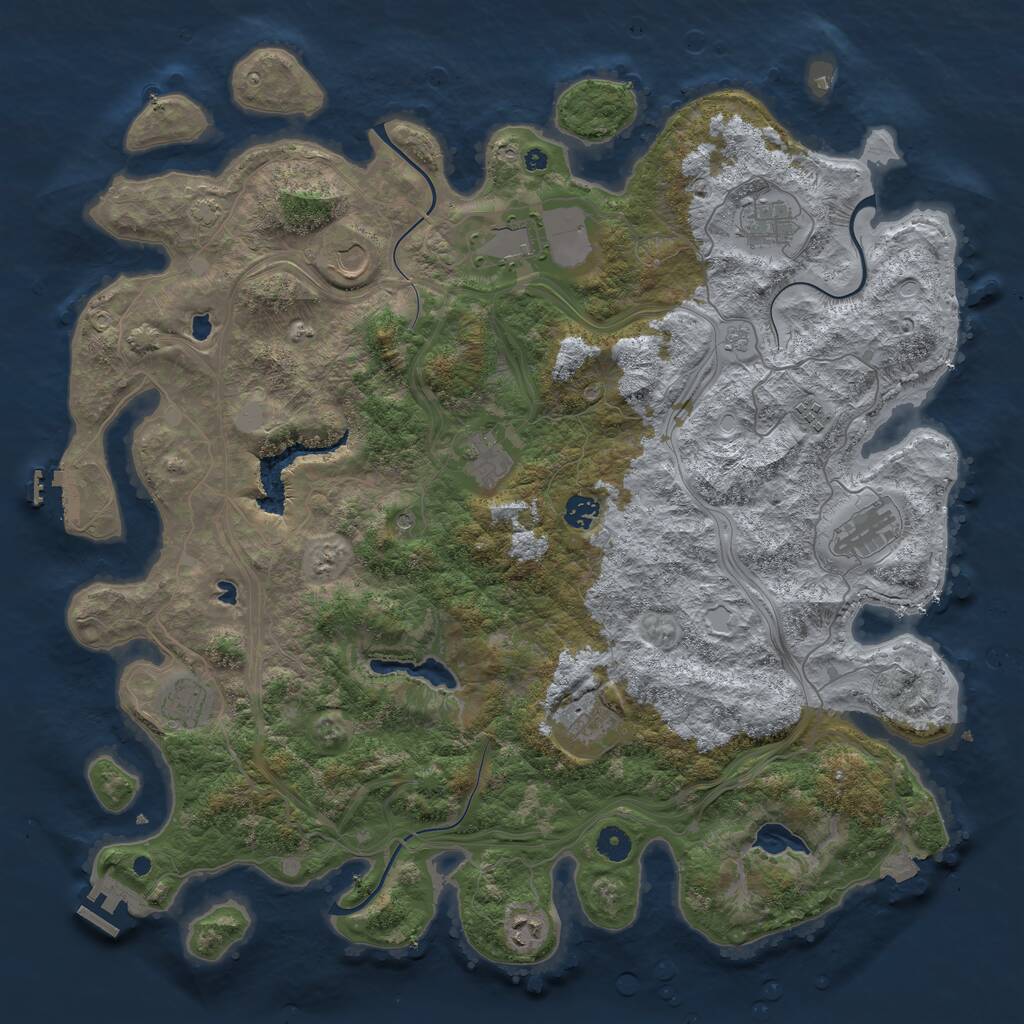 Rust Map: Procedural Map, Size: 4500, Seed: 23527544, 16 Monuments