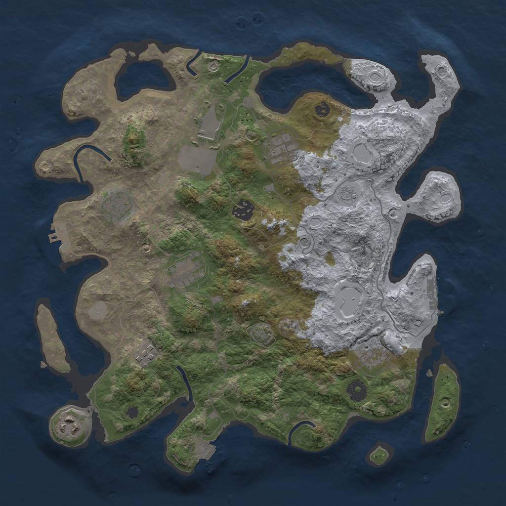 Rust Map: Procedural Map, Size: 3600, Seed: 1972190, 16 Monuments