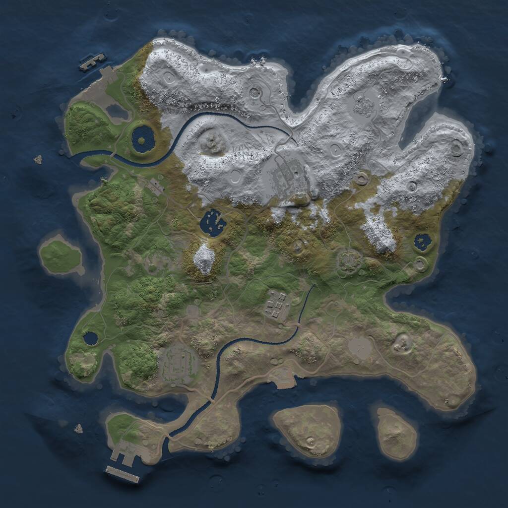 Rust Map: Procedural Map, Size: 3000, Seed: 8361905, 10 Monuments