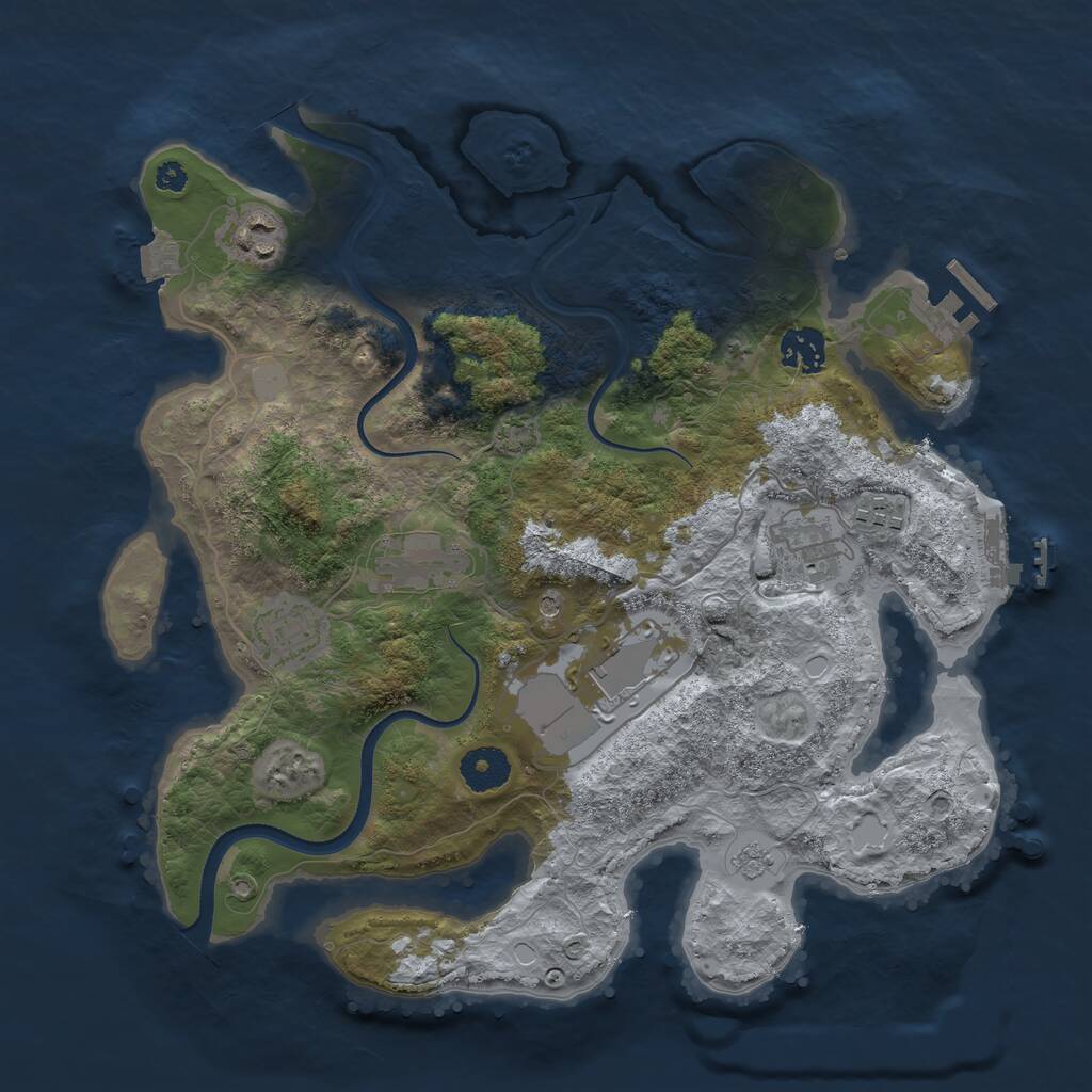 Rust Map: Procedural Map, Size: 3500, Seed: 297412, 13 Monuments