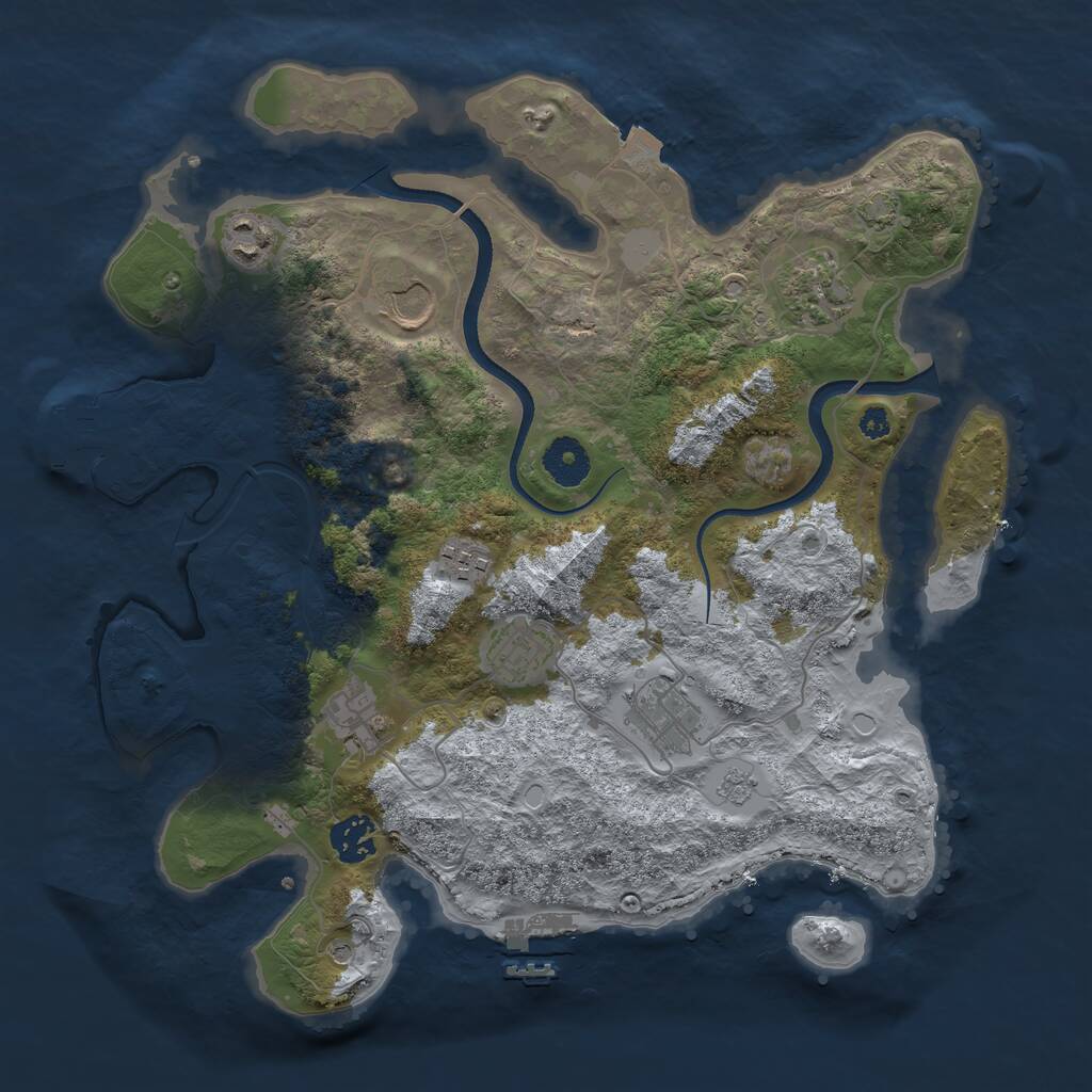Rust Map: Procedural Map, Size: 3500, Seed: 17706233, 14 Monuments