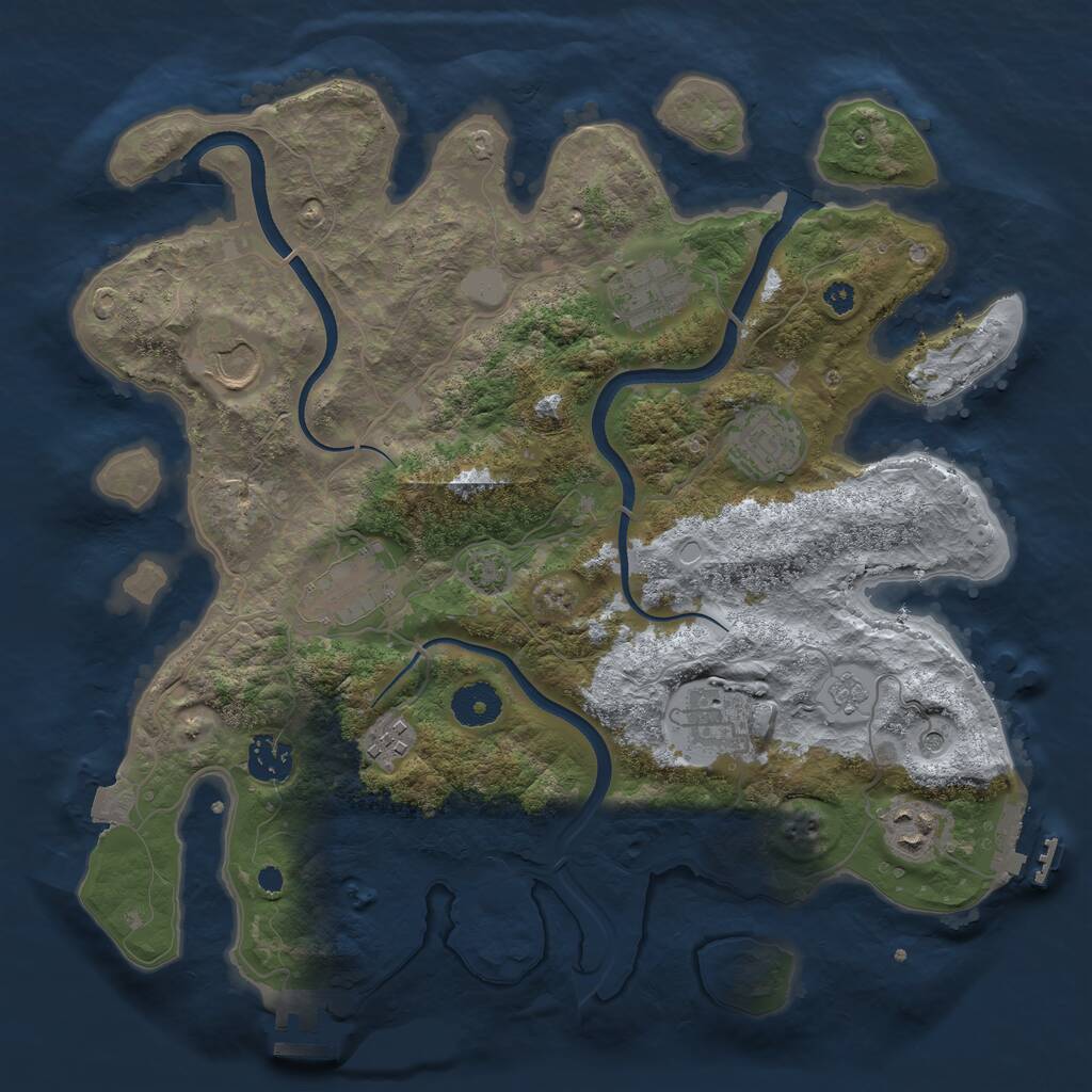 Rust Map: Procedural Map, Size: 3500, Seed: 1546093, 14 Monuments