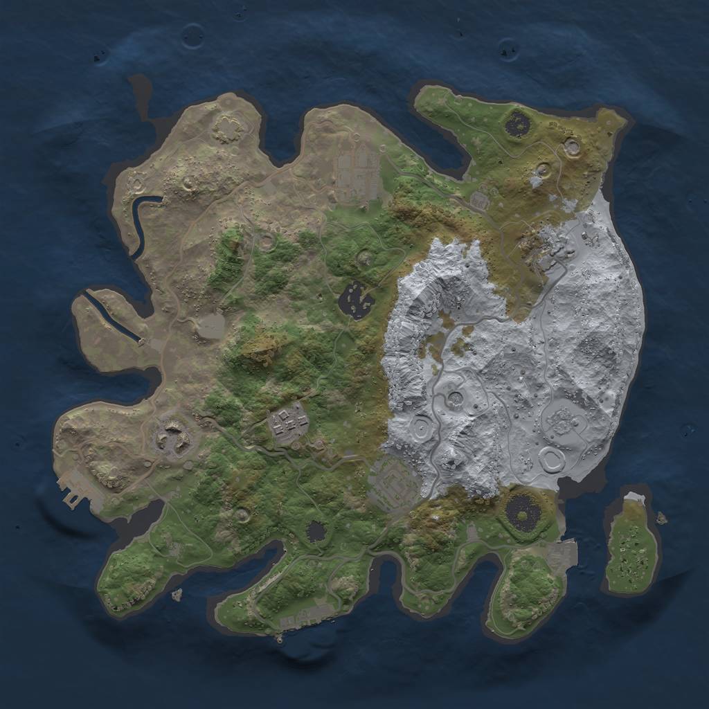 Rust Map: Procedural Map, Size: 3000, Seed: 10293847, 14 Monuments