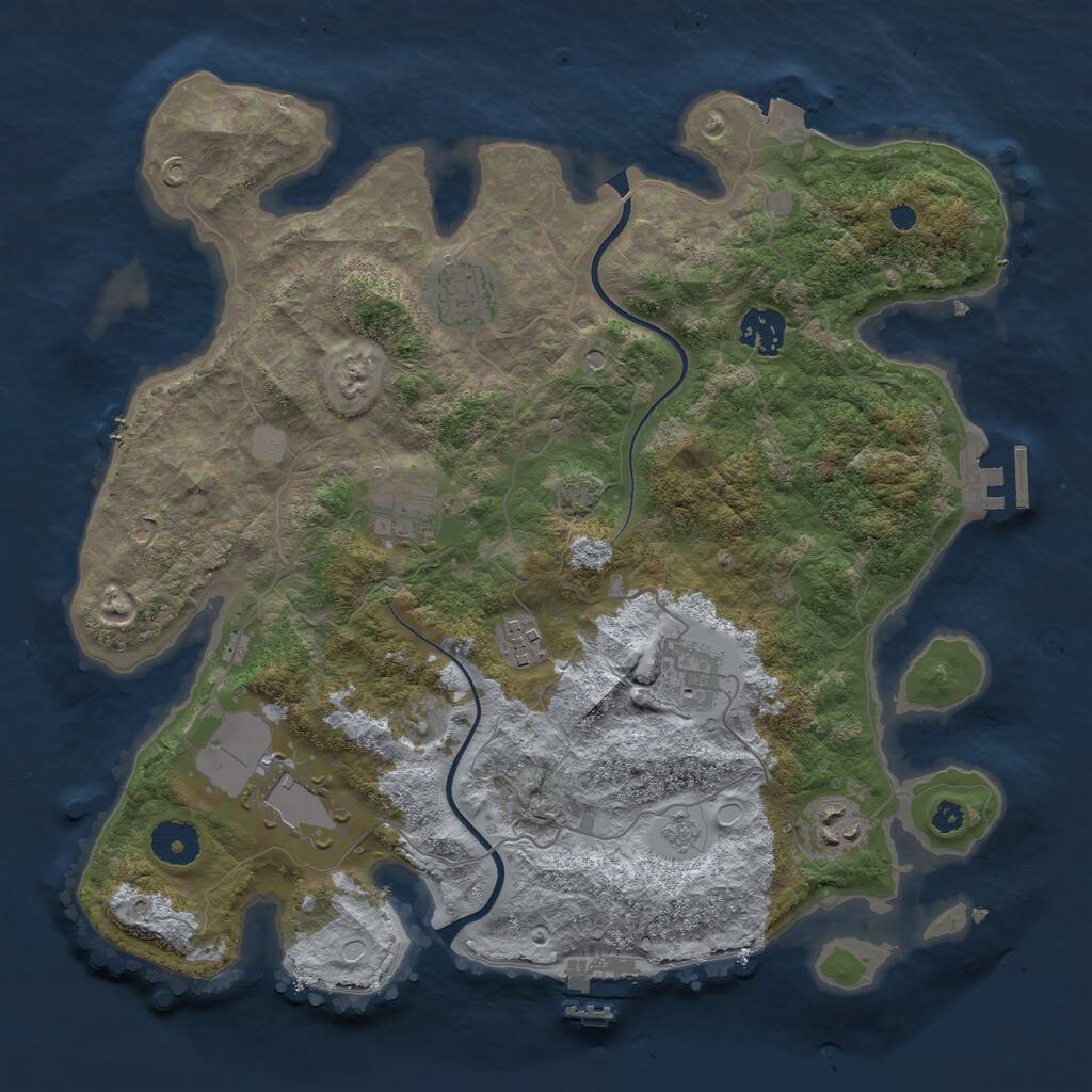 Rust Map: Procedural Map, Size: 3500, Seed: 39276275, 13 Monuments