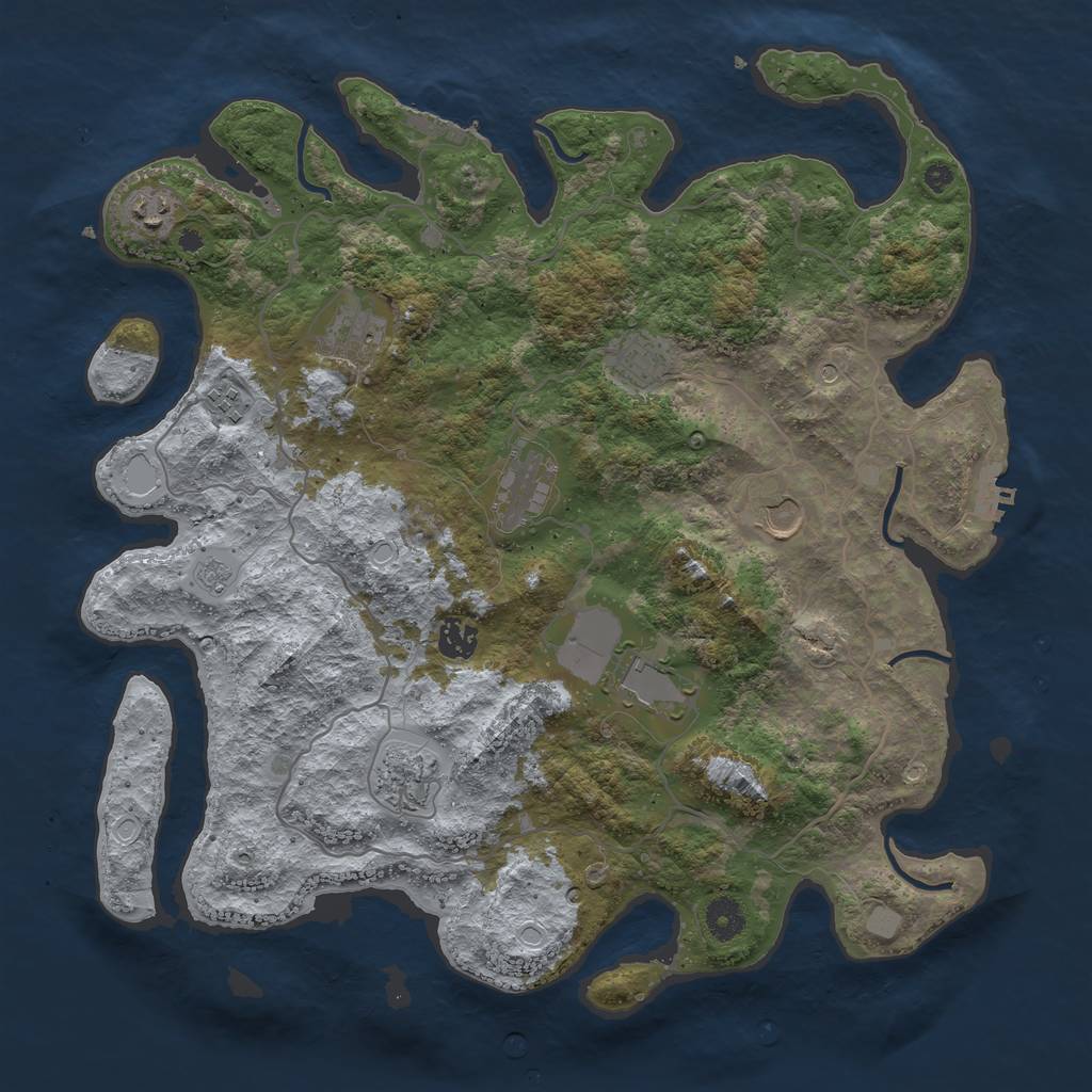 Rust Map: Procedural Map, Size: 4000, Seed: 3716942, 18 Monuments