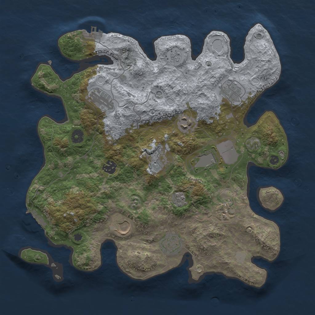 Rust Map: Procedural Map, Size: 3500, Seed: 91229129, 19 Monuments
