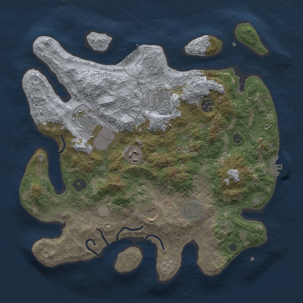 Rust Map: Procedural Map, Size: 3500, Seed: 98696436, 16 Monuments
