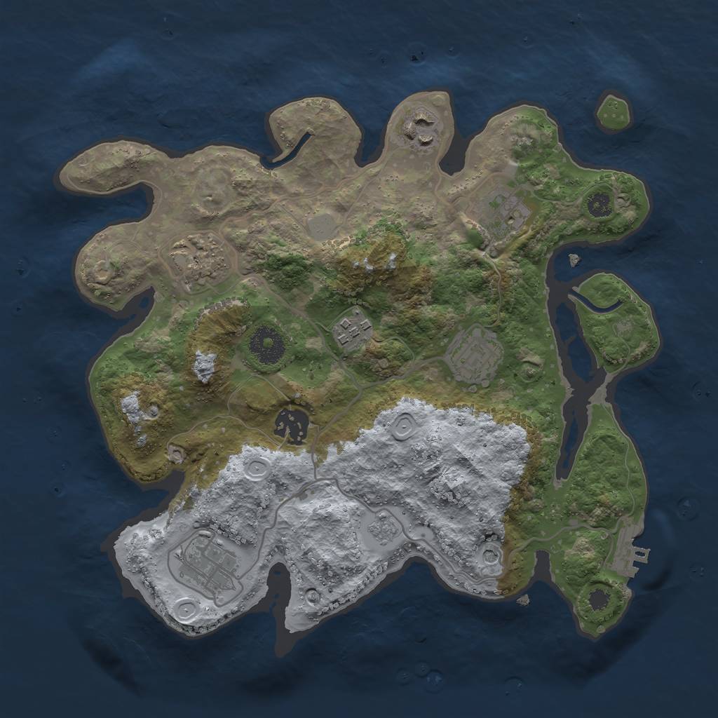 Rust Map: Procedural Map, Size: 3000, Seed: 1083411364, 13 Monuments