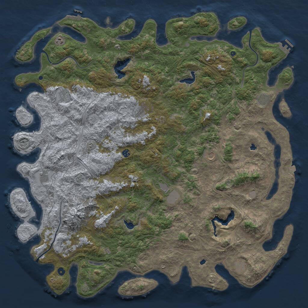 Rust Map: Procedural Map, Size: 6000, Seed: 155532671, 17 Monuments