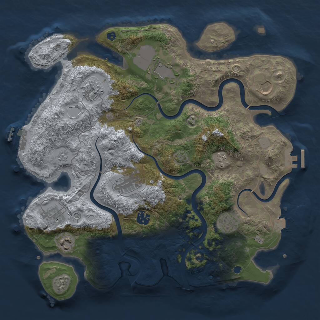 Rust Map: Procedural Map, Size: 3500, Seed: 8569846, 15 Monuments