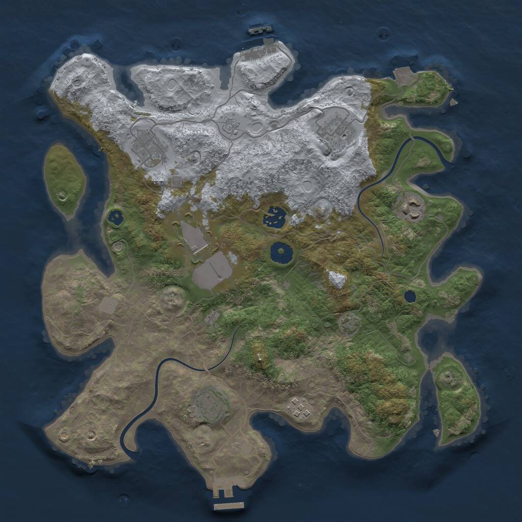Rust Map: Procedural Map, Size: 3500, Seed: 2024003334, 12 Monuments