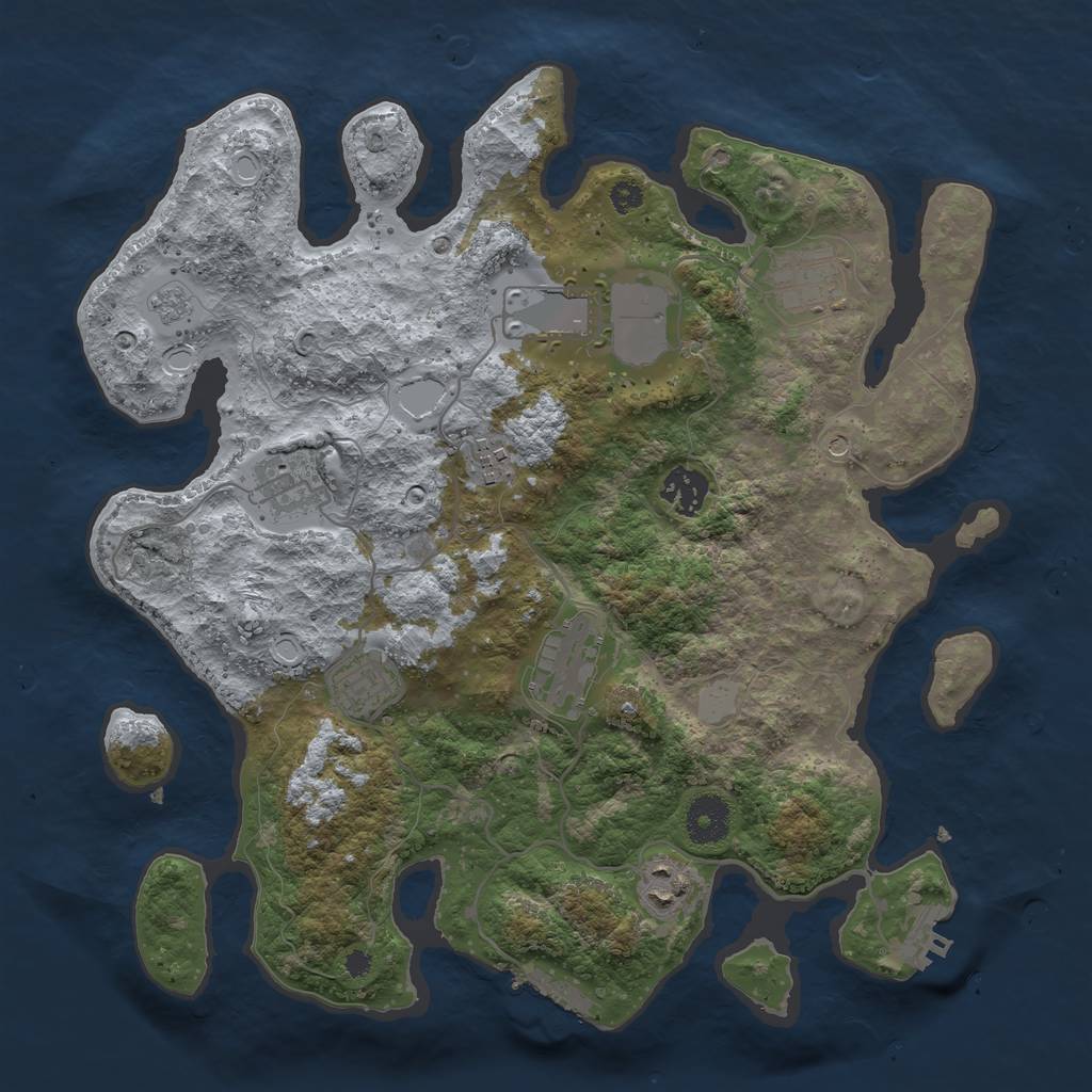 Rust Map: Procedural Map, Size: 3500, Seed: 65942238, 17 Monuments