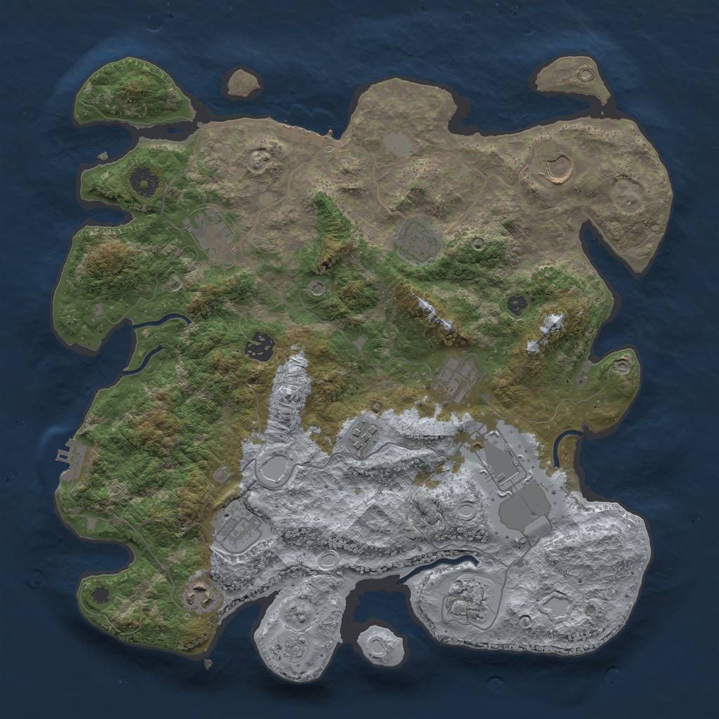 Rust Map: Procedural Map, Size: 3750, Seed: 90768912, 17 Monuments