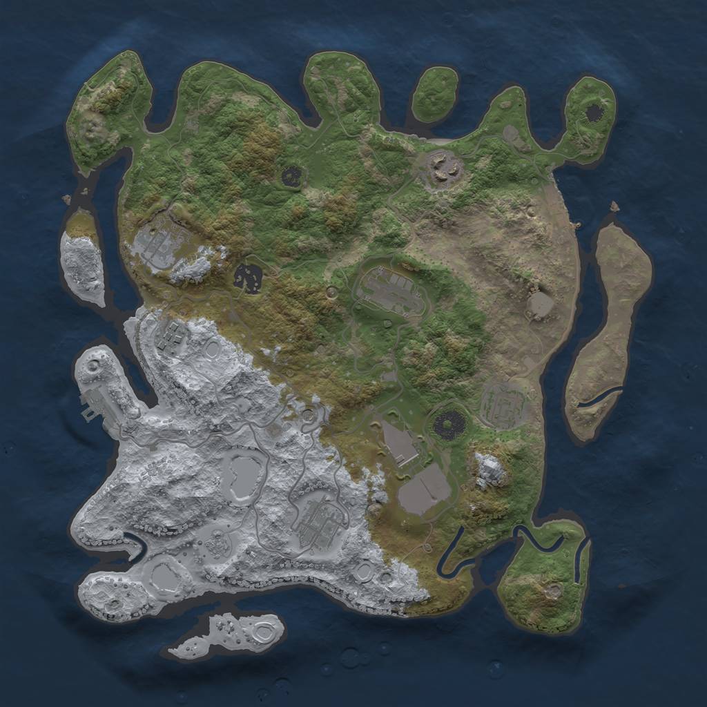Rust Map: Procedural Map, Size: 3500, Seed: 1922758836, 17 Monuments