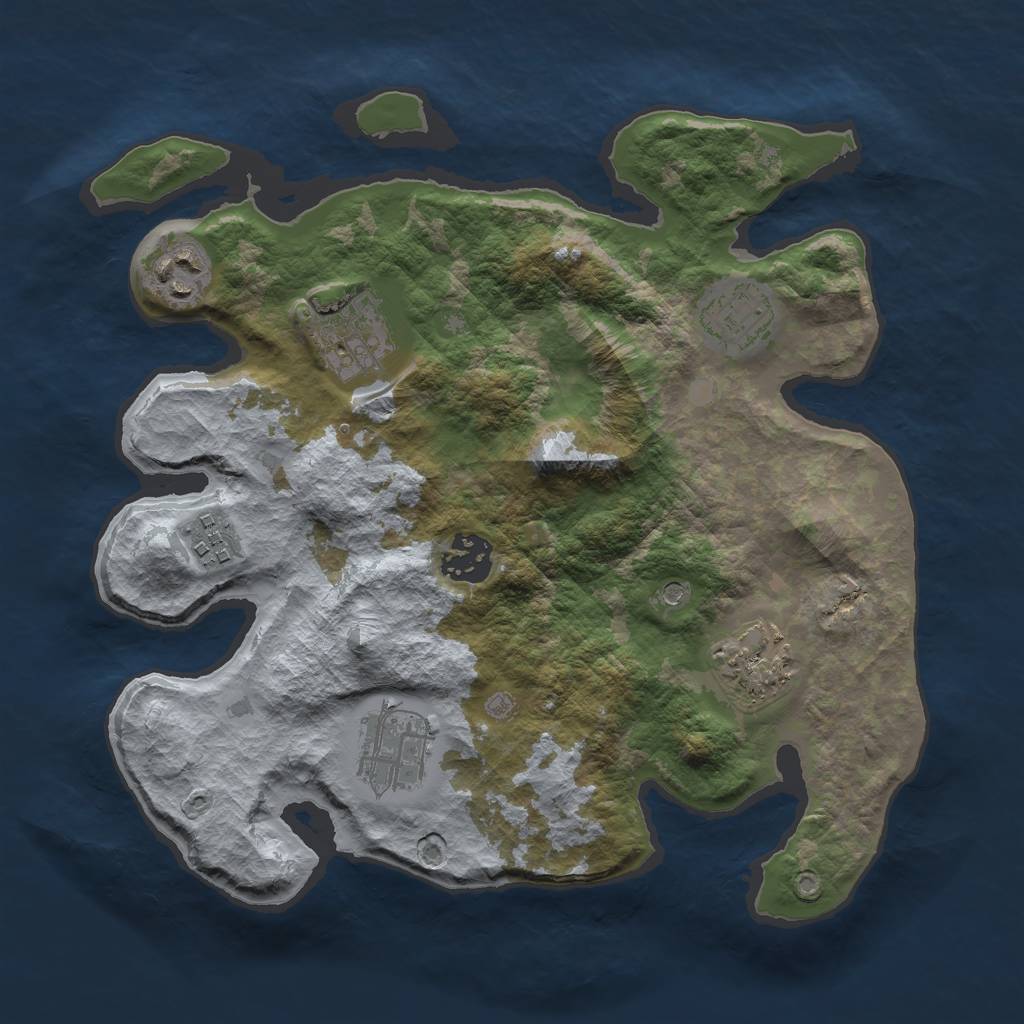 Rust Map: Barren, Size: 3000, Seed: 78944, 10 Monuments