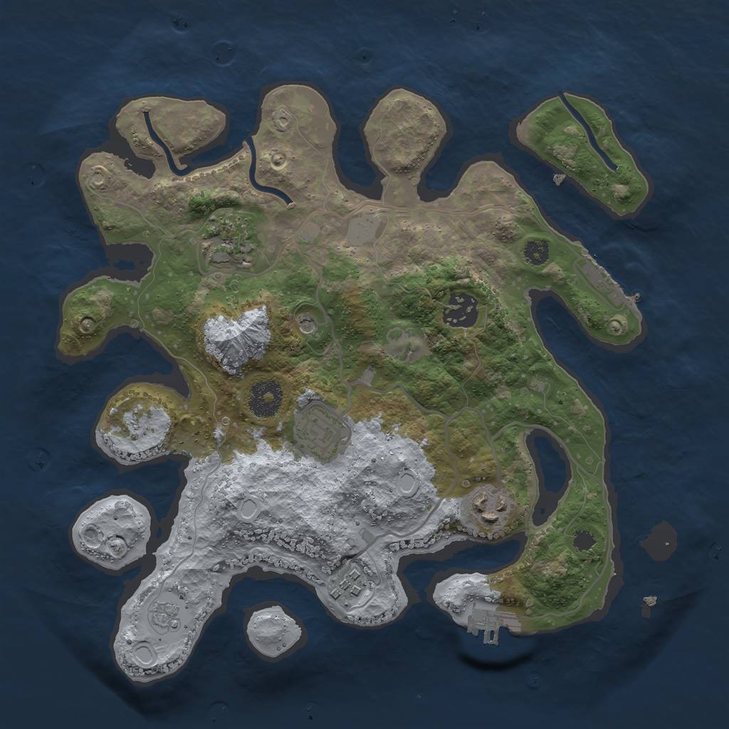 Rust Map: Procedural Map, Size: 3000, Seed: 71122, 14 Monuments