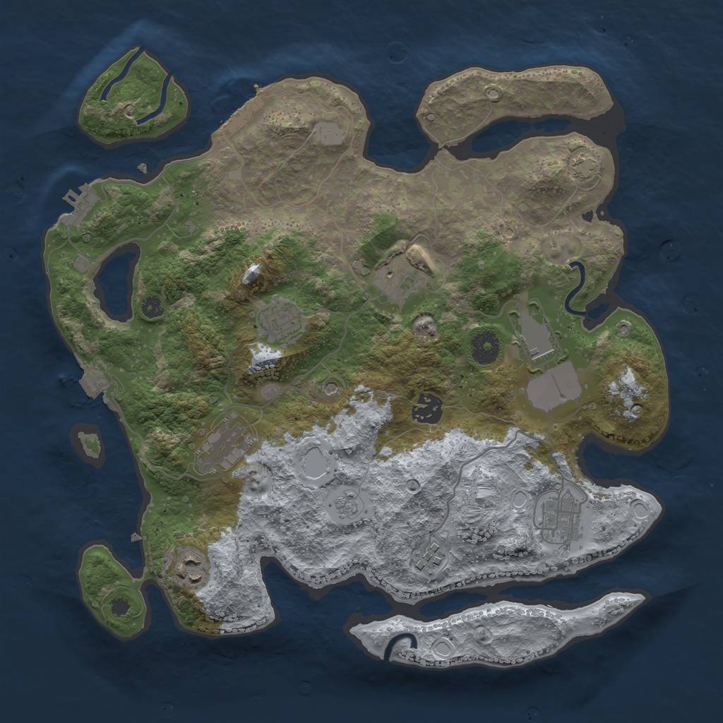 Rust Map: Procedural Map, Size: 3500, Seed: 3717, 16 Monuments