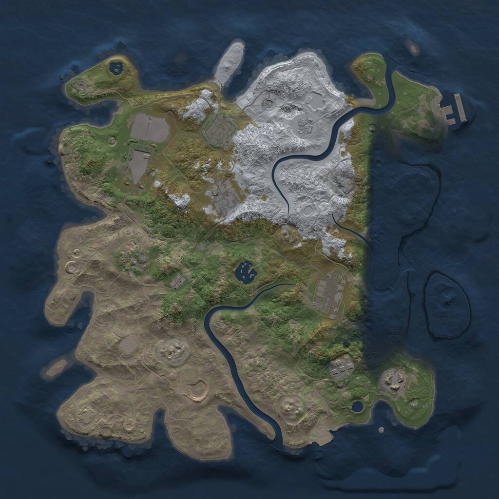Rust Map: Procedural Map, Size: 3500, Seed: 11809379, 14 Monuments
