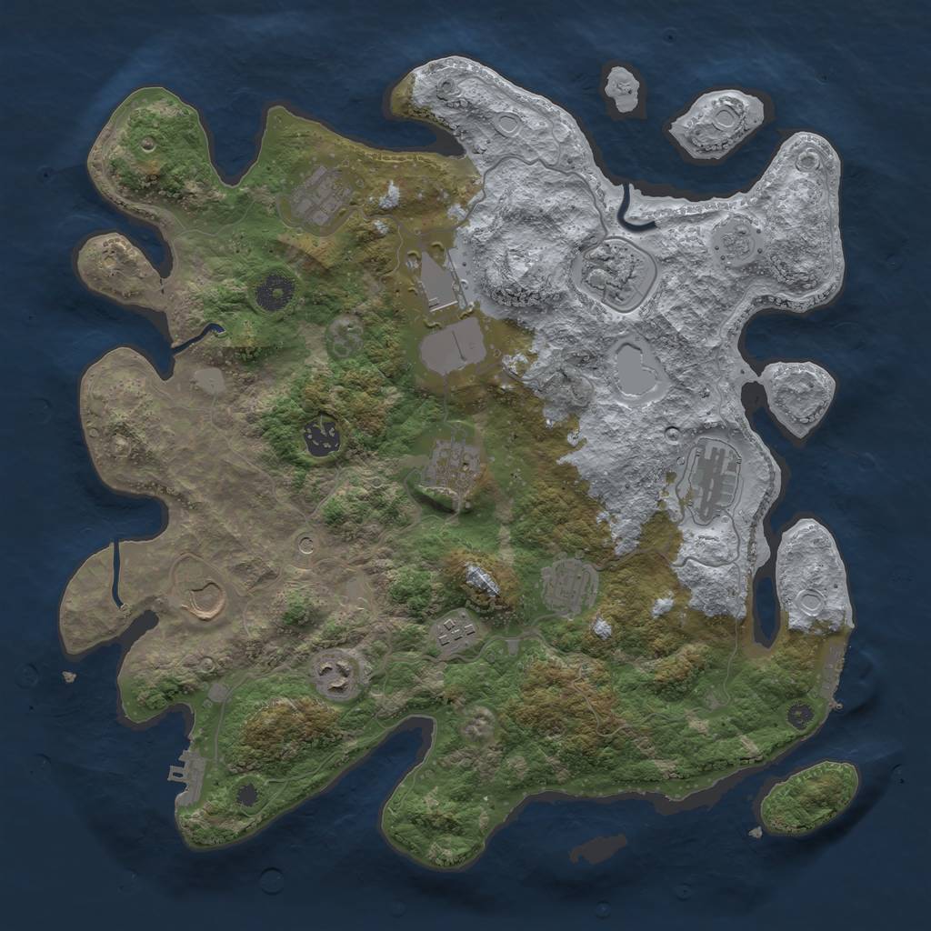 Rust Map: Procedural Map, Size: 3750, Seed: 91429878, 19 Monuments