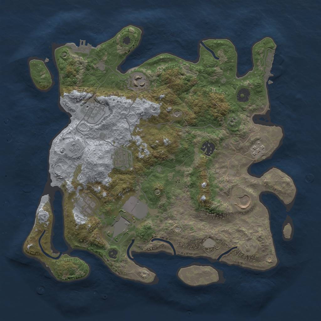 Rust Map: Procedural Map, Size: 3500, Seed: 175150525, 15 Monuments