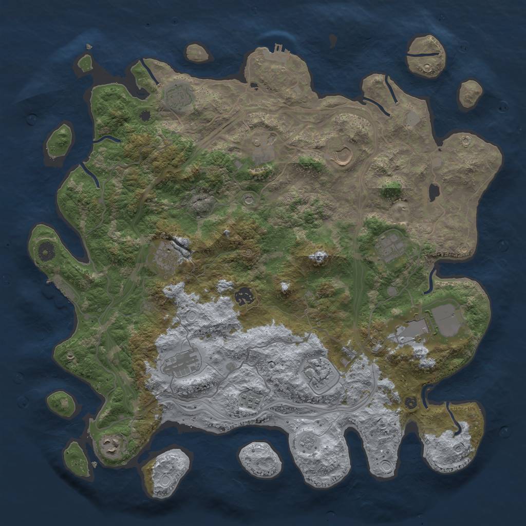 Rust Map: Procedural Map, Size: 4300, Seed: 1242162629, 20 Monuments