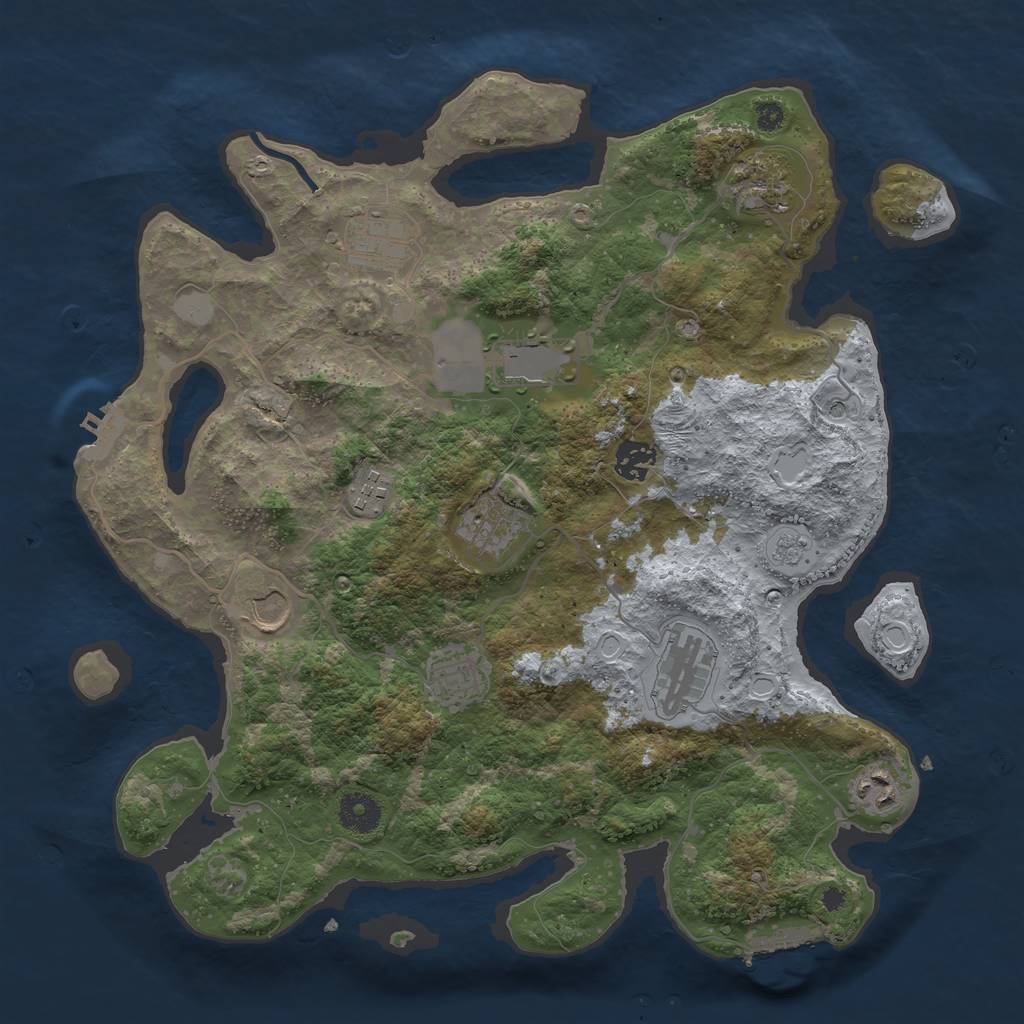 Rust Map: Procedural Map, Size: 3700, Seed: 185170295, 19 Monuments