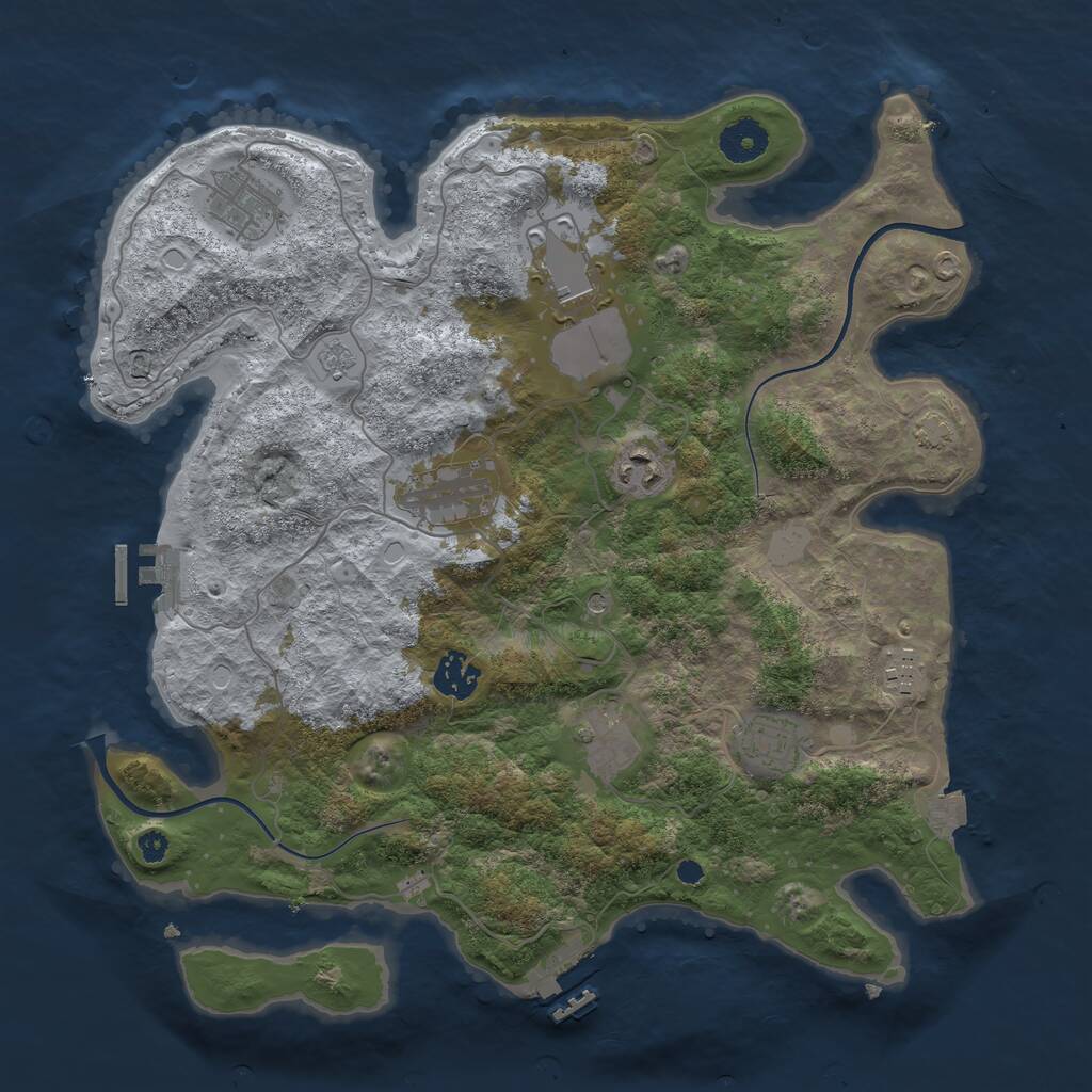 Rust Map: Procedural Map, Size: 3600, Seed: 822986, 14 Monuments