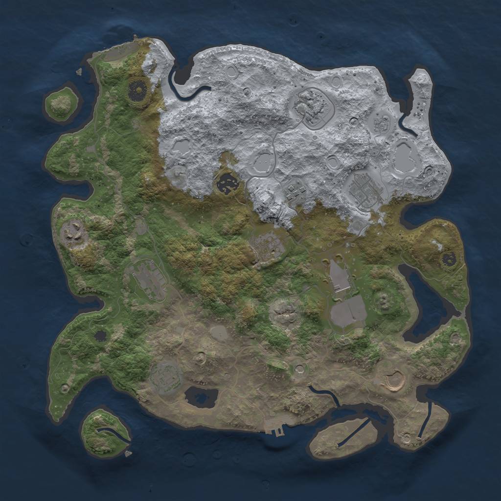 Rust Map: Procedural Map, Size: 3651, Seed: 467235269, 19 Monuments