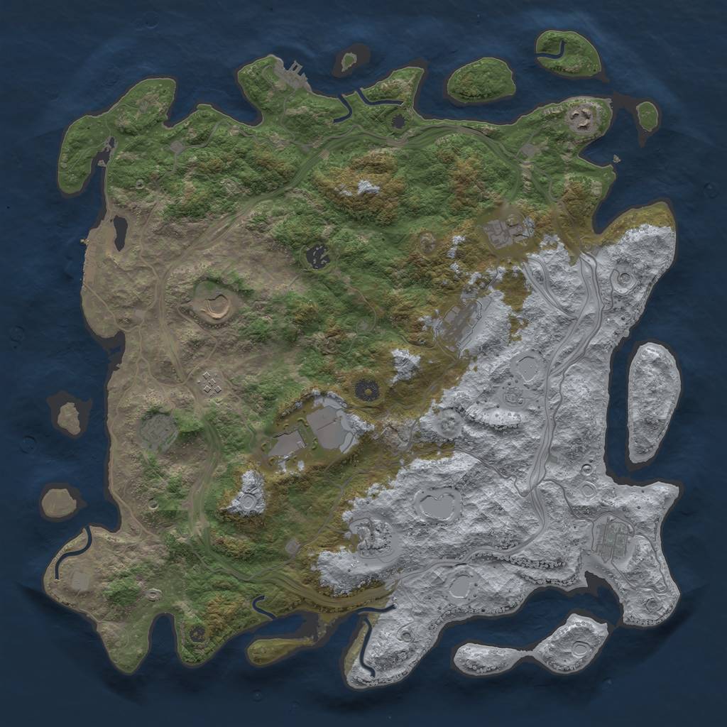 Rust Map: Procedural Map, Size: 4500, Seed: 34634634, 19 Monuments