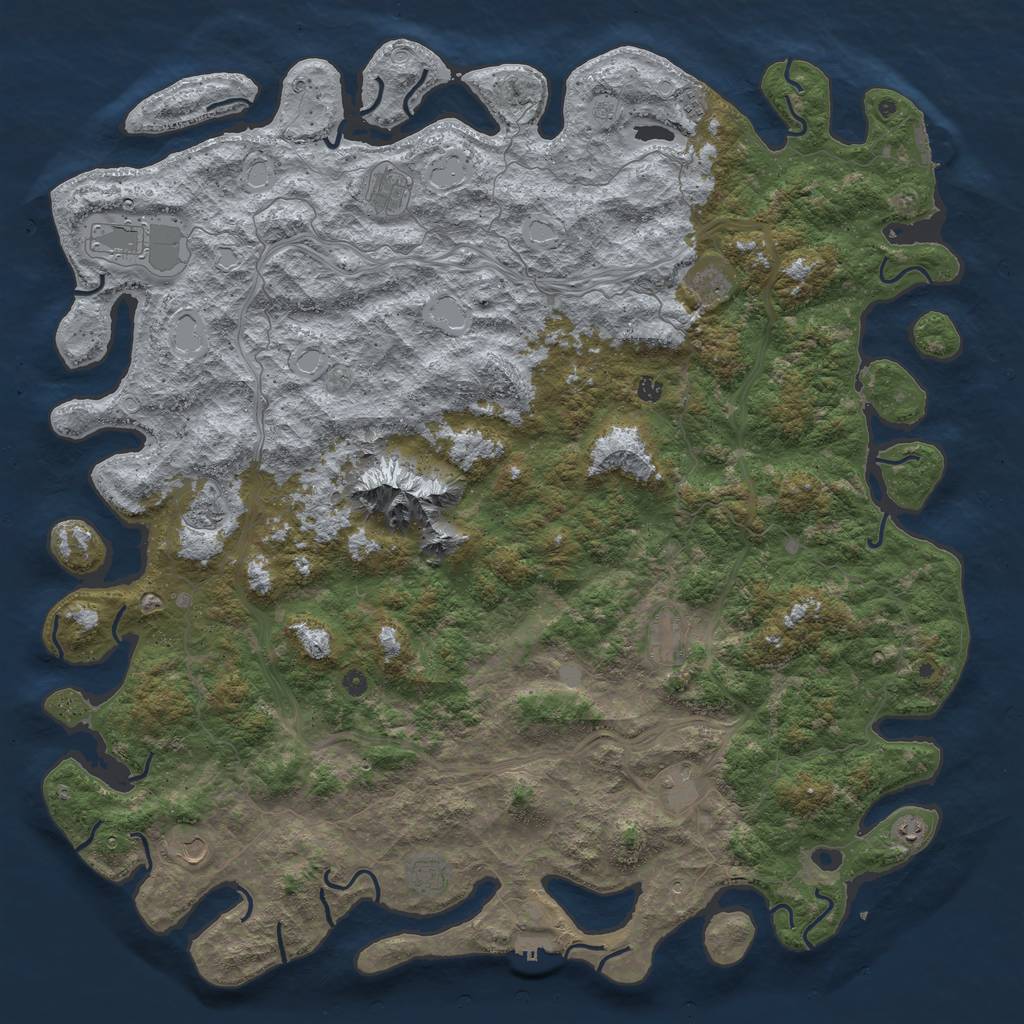 Rust Map: Procedural Map, Size: 6000, Seed: 7435, 20 Monuments