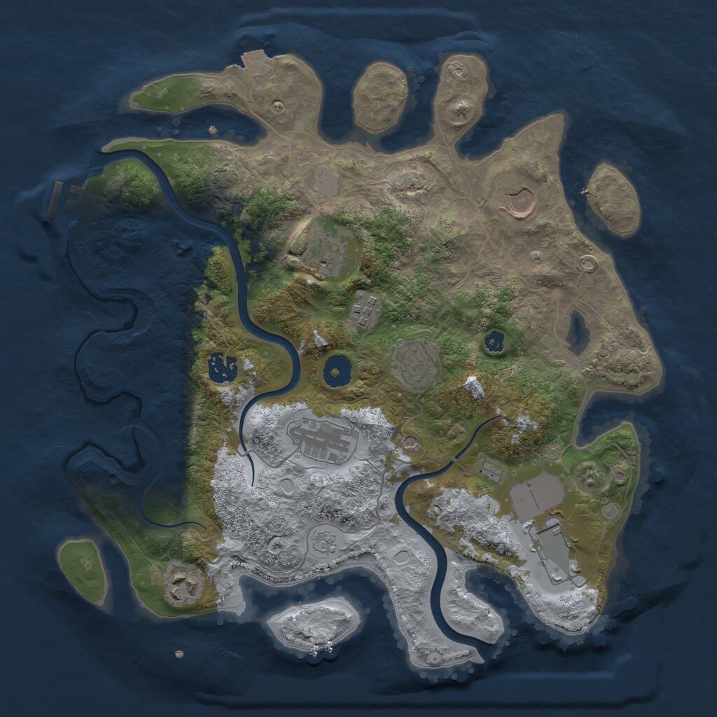 Rust Map: Procedural Map, Size: 3500, Seed: 1848244, 13 Monuments
