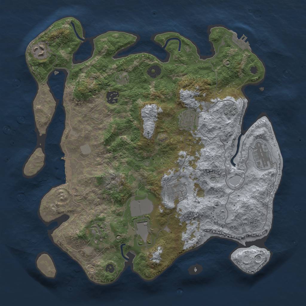 Rust Map: Procedural Map, Size: 3500, Seed: 71251318, 17 Monuments